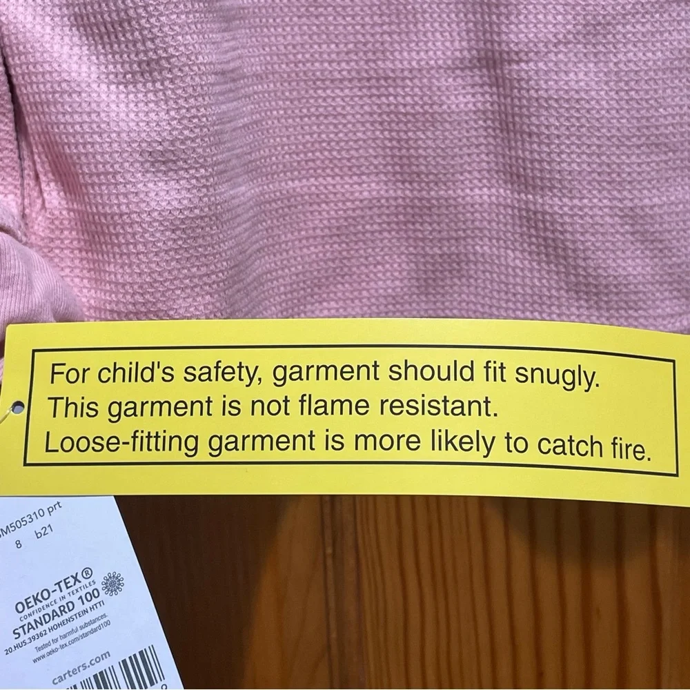 Carter’s Girls Size 8 or 8A Long Sleeve Top Solid Pink Small Waffle Knit NWT